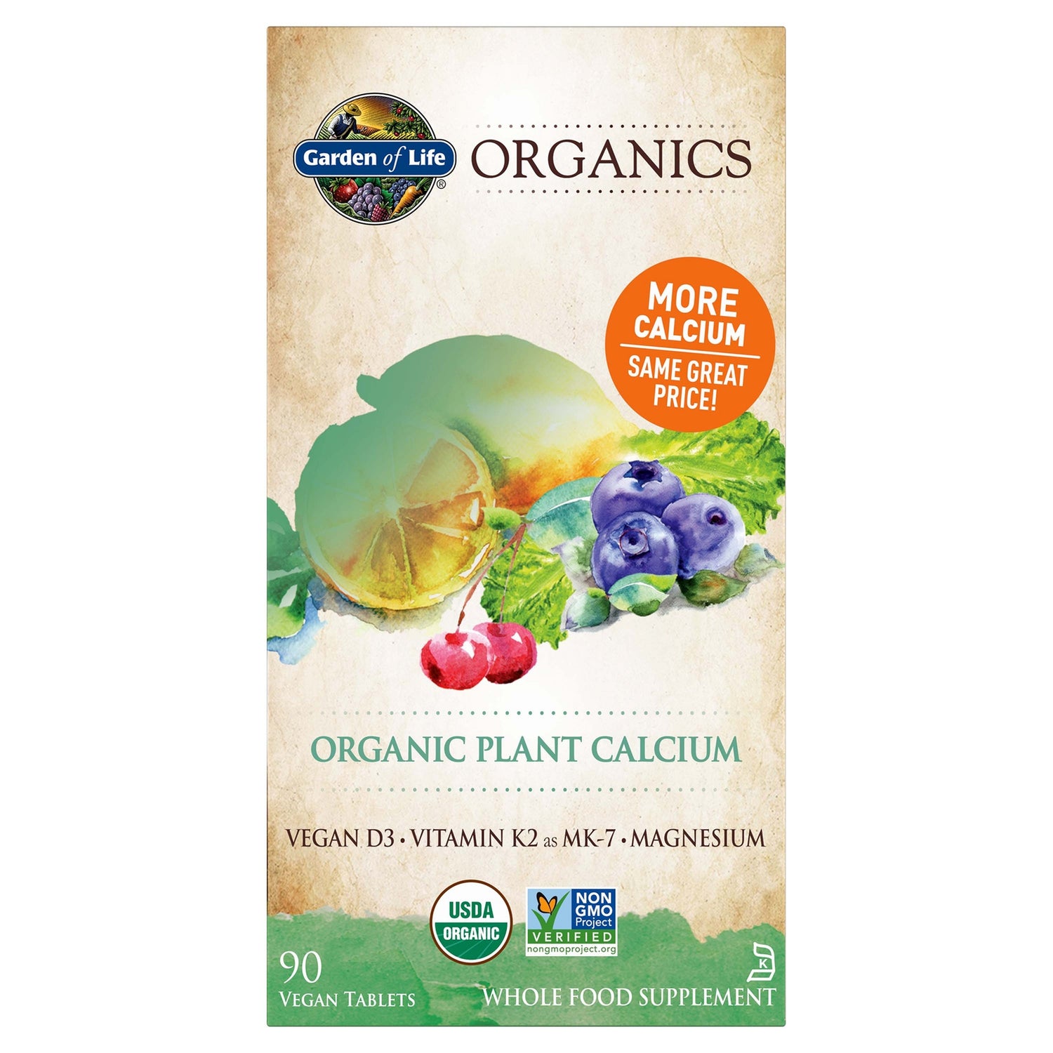 Calcium végétal Organics - 90 comprimés