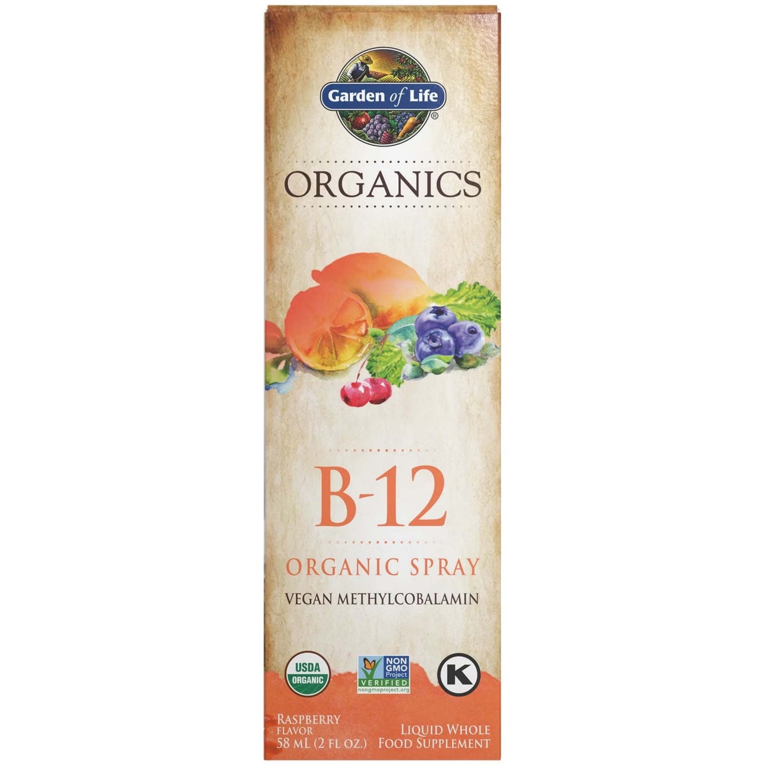 Spray de vitamine B12 Organics - Framboise - 58 ml