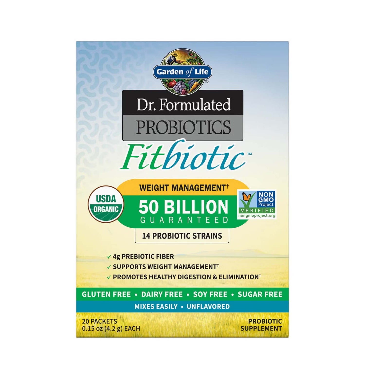 Poudre Probiotique Fitbiotic - Non aromatisée - Lot de 20 sachets