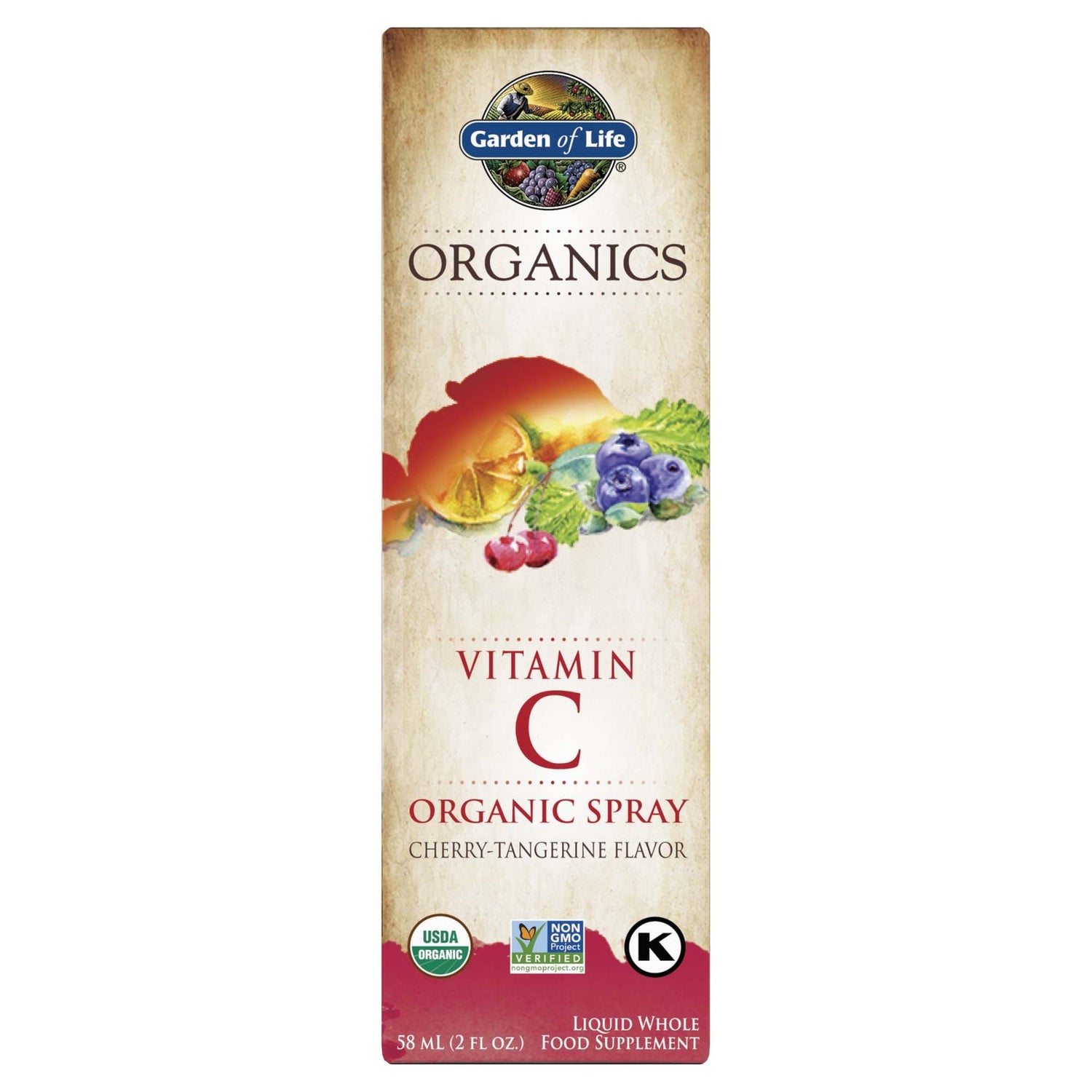 Spray de vitamine C Organics - Cerise-mandarine - 58 ml