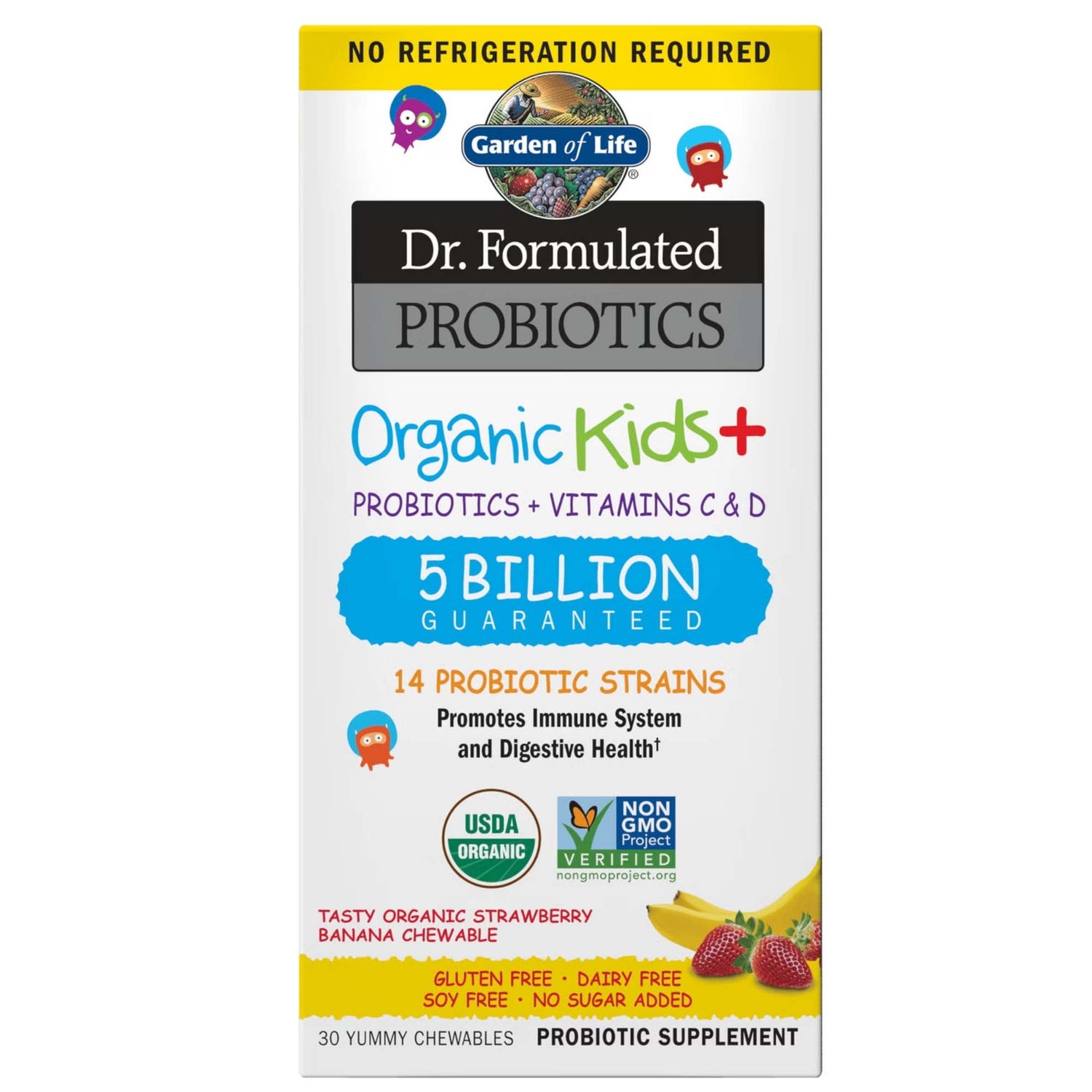 Gommes Spéciales Probiotique Organic Pour Enfants - Fraise-Banane - 30 Comprimés à Mâcher