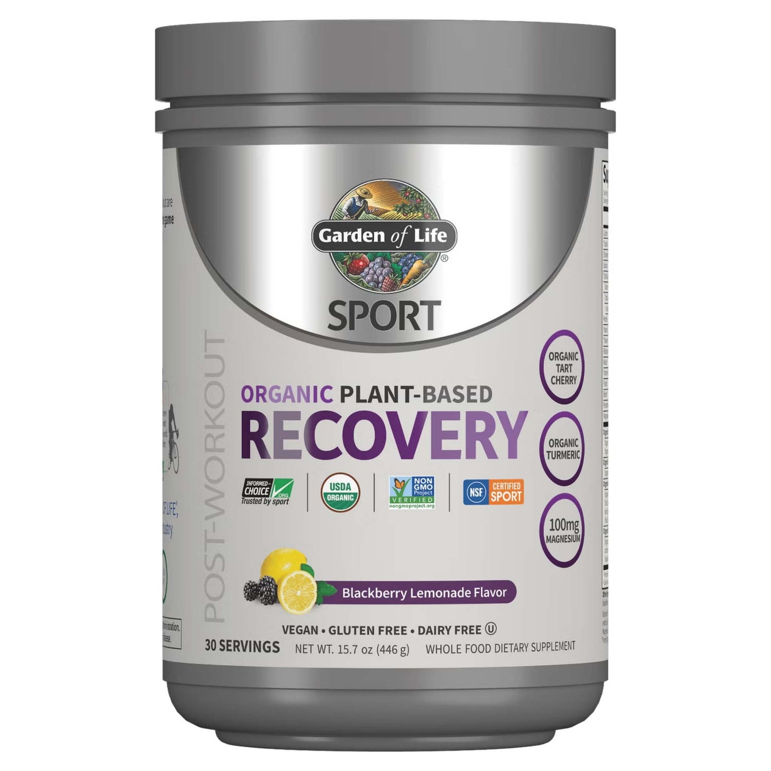 Poudre de Récupération Sport Organic Plant-Based - Limonade aux Mûres - 446g