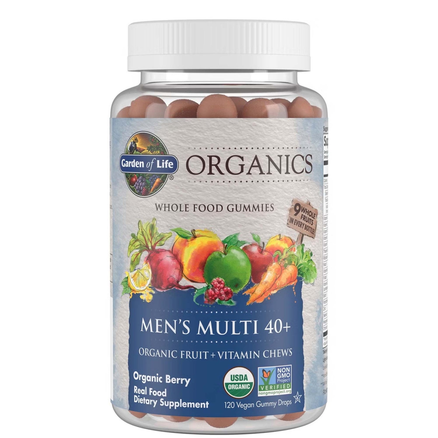 Multivitamines pour hommes 40+ Organics - Fruits rouges - 120 comprimés à croquer
