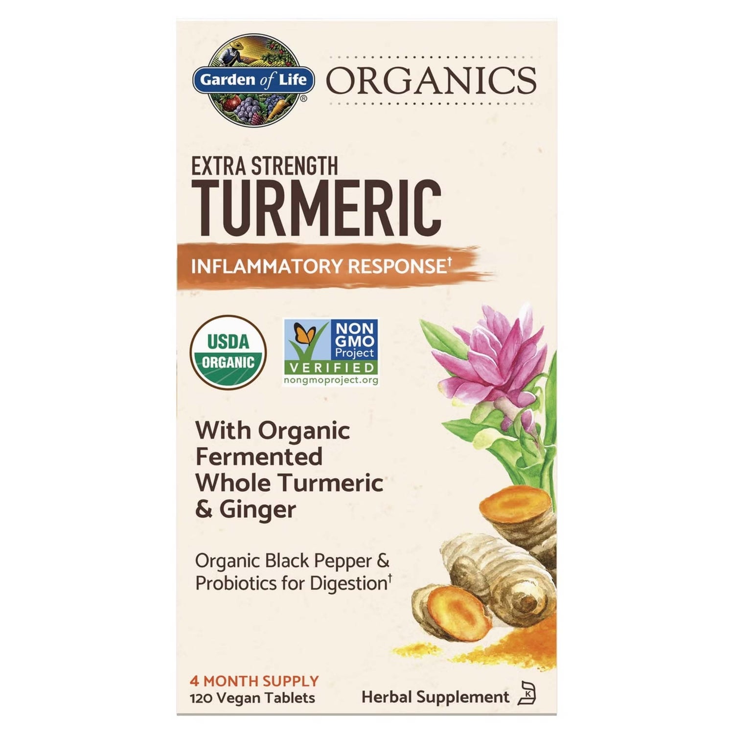 Curcuma Organics Herbal - Extra puissant - 120 comprimés