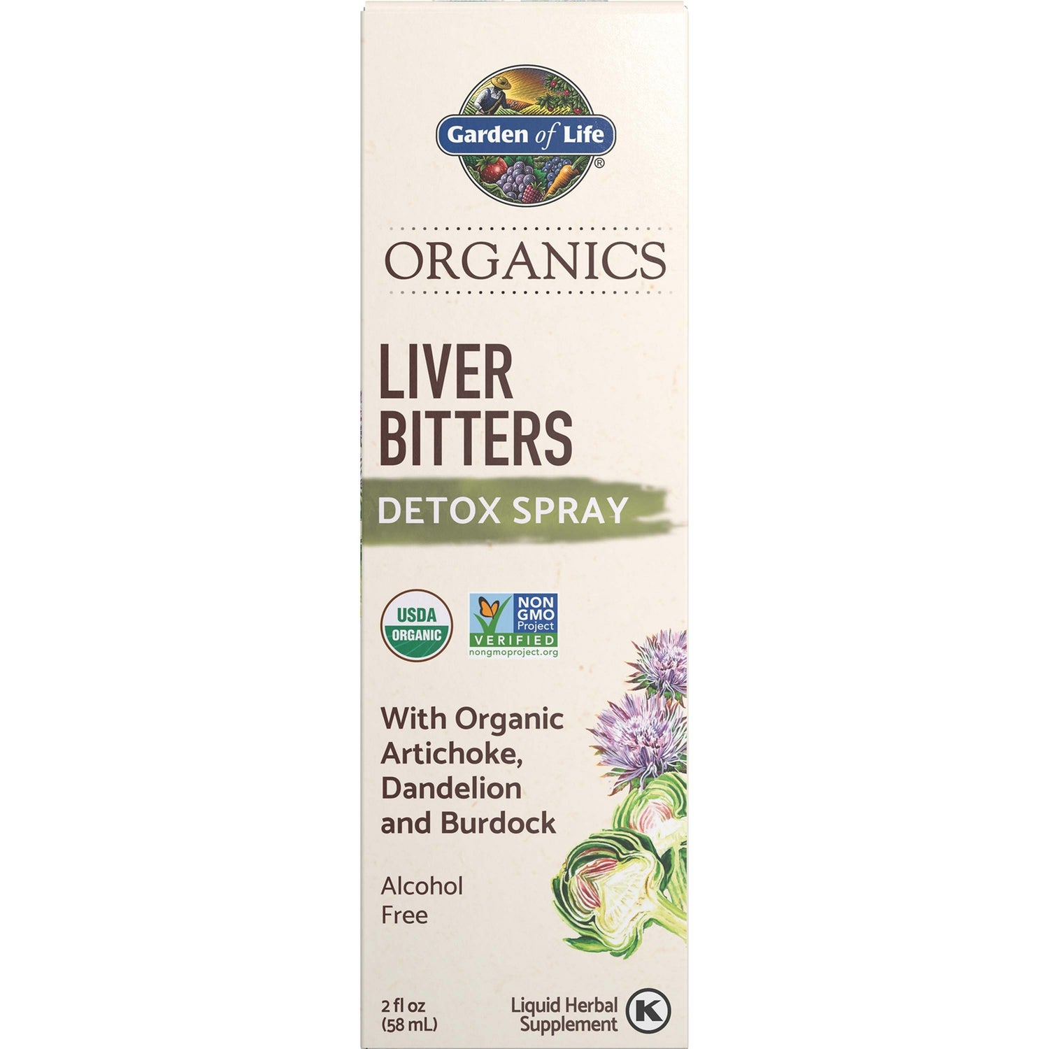 Spray détox amer à base de plantes pour le foie Organics - 58 ml