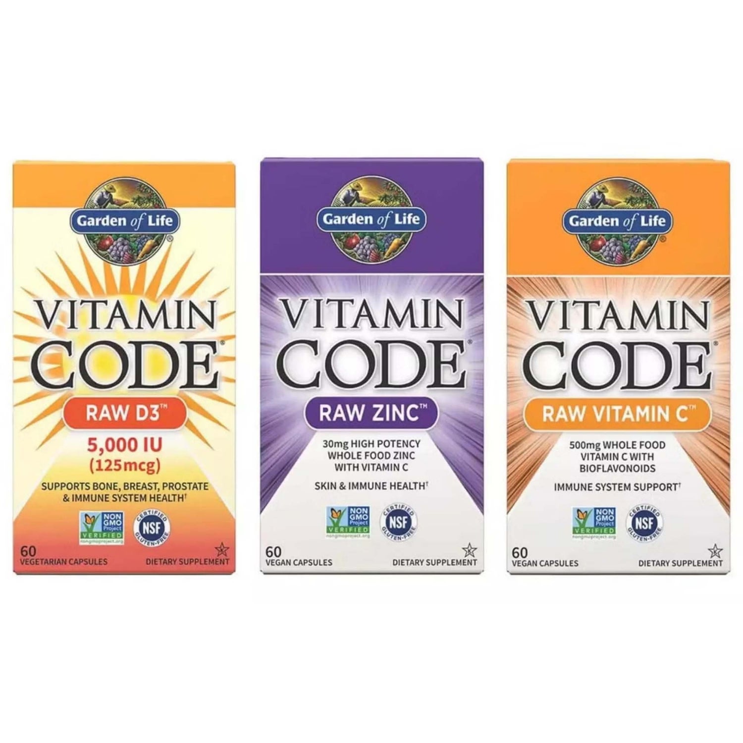 Coffret Vitamin Code x3 - zinc, vitamine C et vitamine D