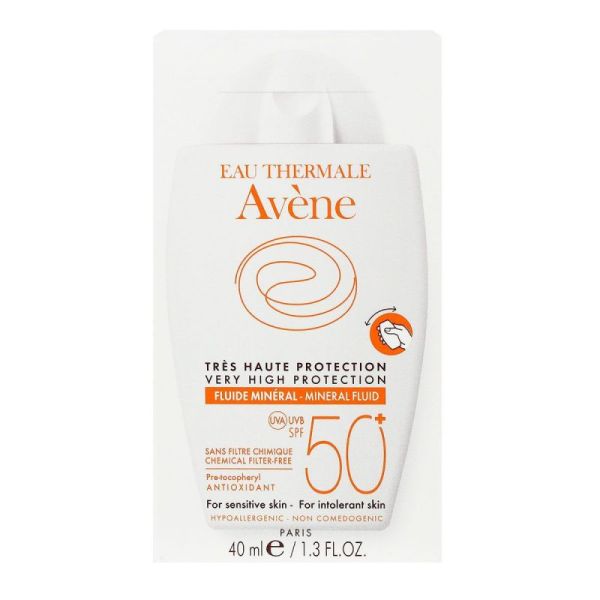 Avene Solaire Fluide minéral spf 50+, format poche 50 mL