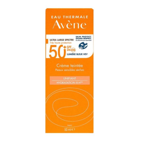 Avene crème solaire teintée unifiante spf50+, tube 50 mL