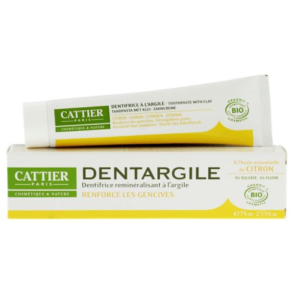 Cattier Dentargile Dentifrice à l'argile goût Citron tube 100g