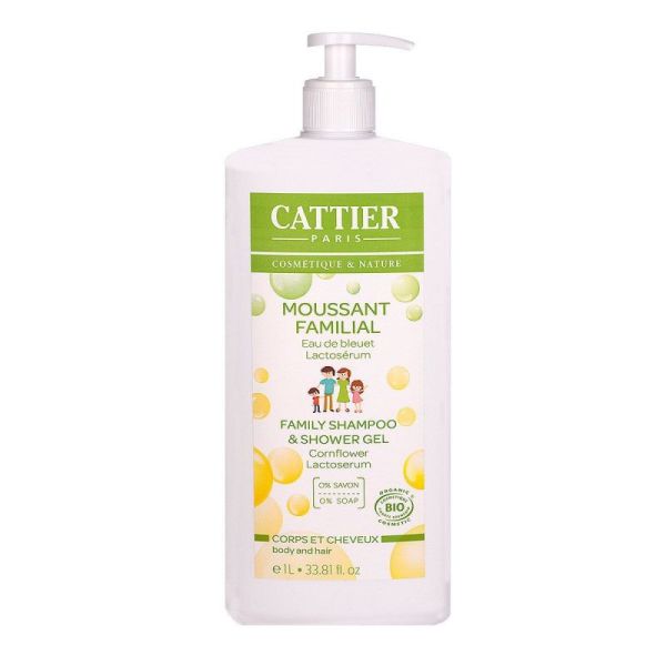 Cattier Douche Moussant Familial Sans savon Corps et Cheveux Pamplemousse Flacon 1L