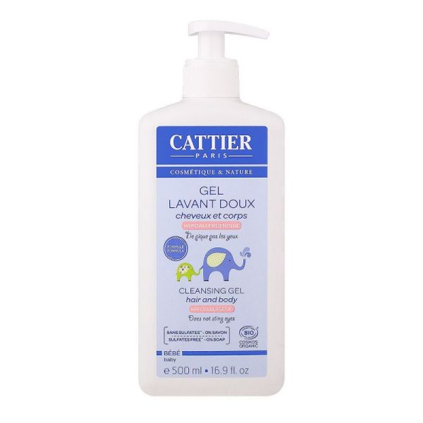 Cattier Gel Lavant Doux Cheveux et Corps Flacon 500 mL