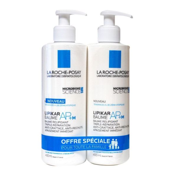 Baume hydratant relipidant AP+M Lipikar La Roche-Posay lot de 2x400 mL