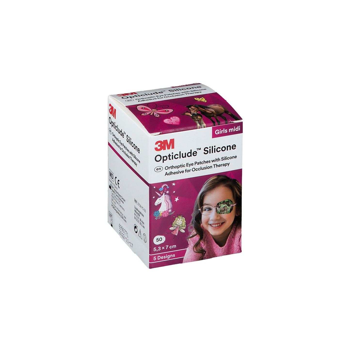 3M Opticlude™ Silicone Pansements orthoptiques filles - Taille midi 5,3cm x 7cm - 50 unités