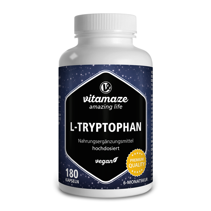 Vitamaze L-Tryptophane 500 mg hautement dosé, 180 gélules végétaliennes