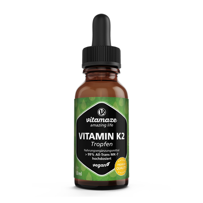 Vitamaze Vitamin K2 (MK7) en gouttes, 20 µg par goutte végétalienne, 50 ml