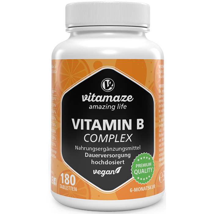 Vitamaze Complexe de vitamines B hautement dosé, 180 comprimés végétaliens