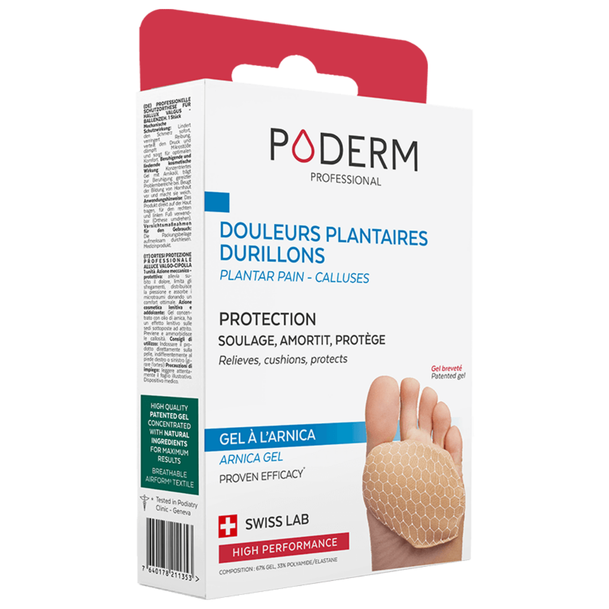 Douleurs plantaires et durillons - Protection gel Arnica - Poderm Professional