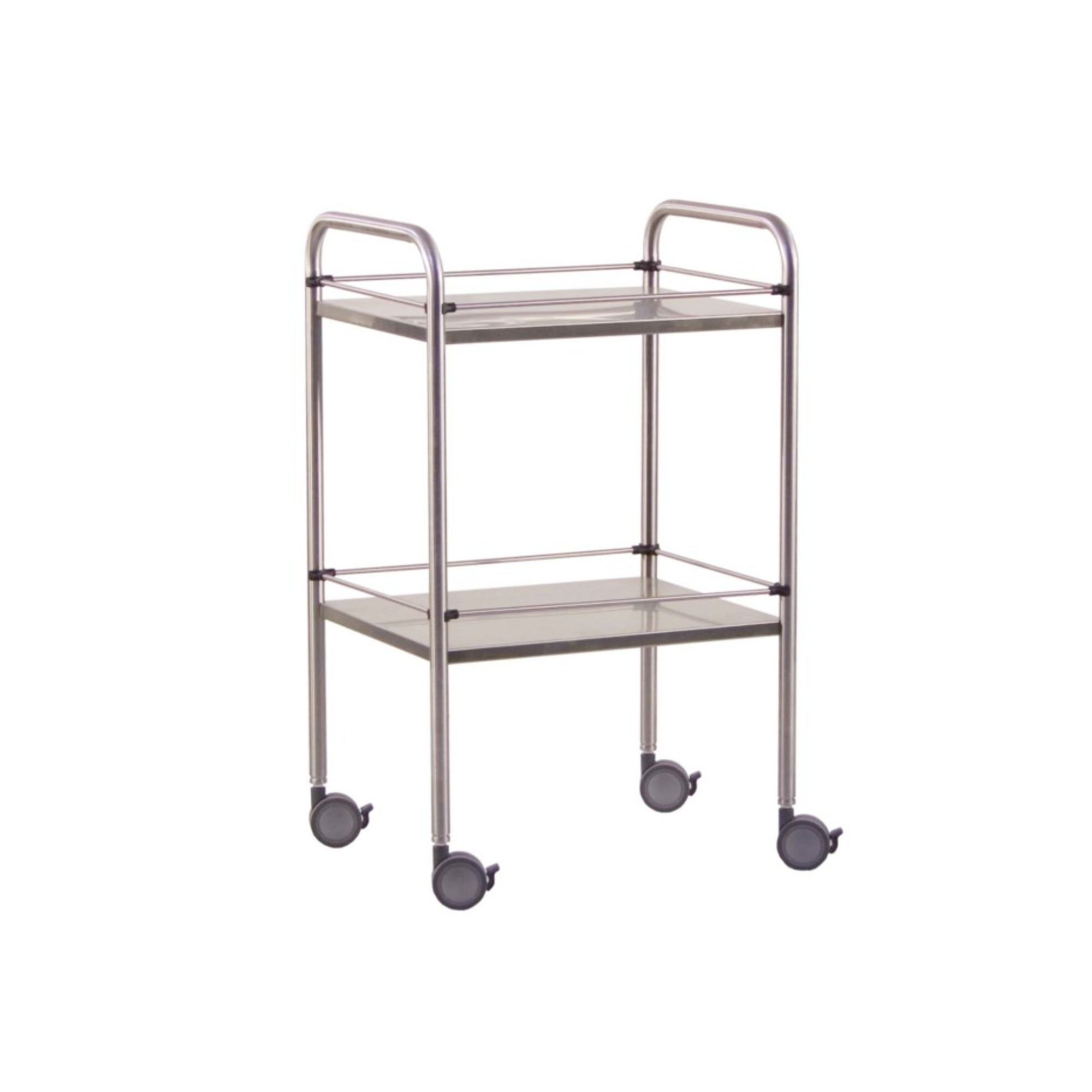 Guéridon en inox - 2 plateaux - 90 x 55 x 80 cm - Galeries amovibles