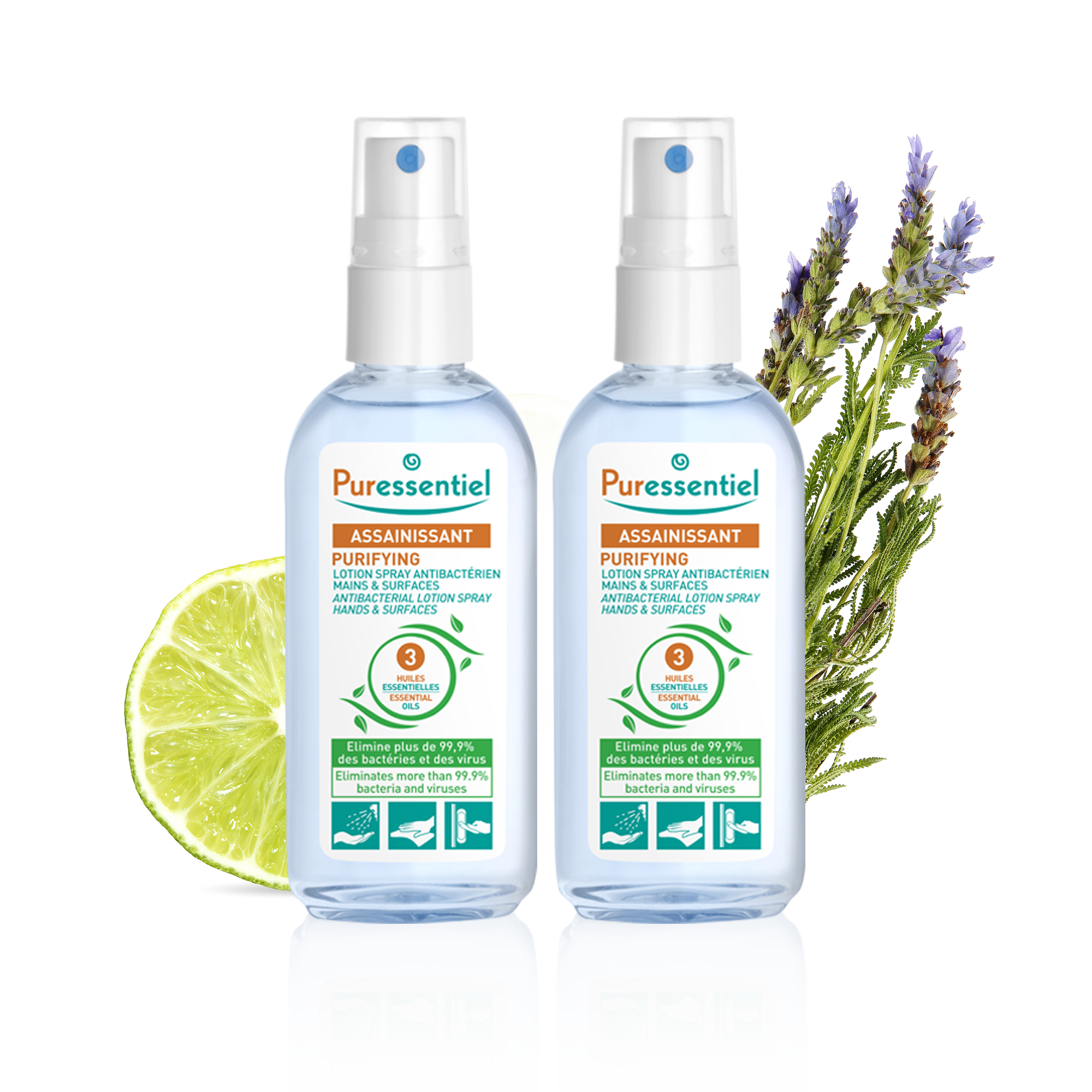 Duo Lotion Spray Antibactérien Assainissant 80ml