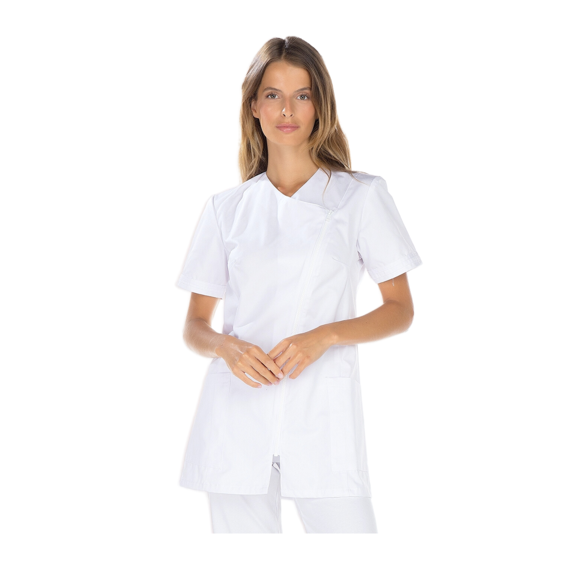 Emilie - Tunique - Fermeture ZIP - Manches courtes - Femme - 75 cm