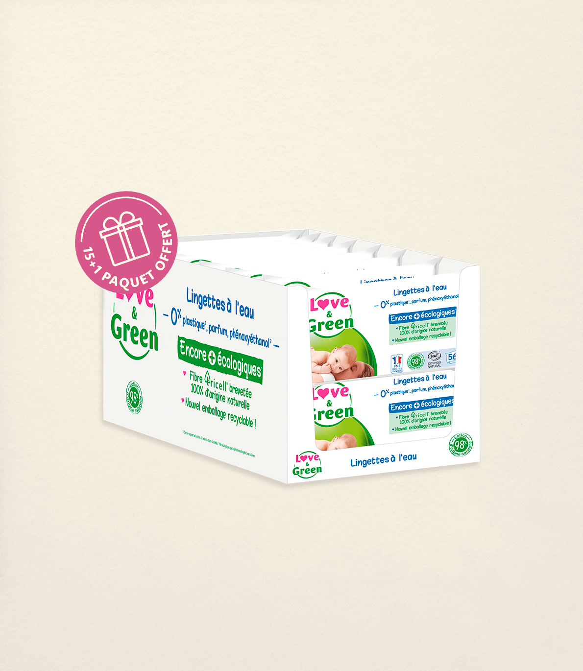Lot de 16 Lingettes Écologiques à 99% d'Eau