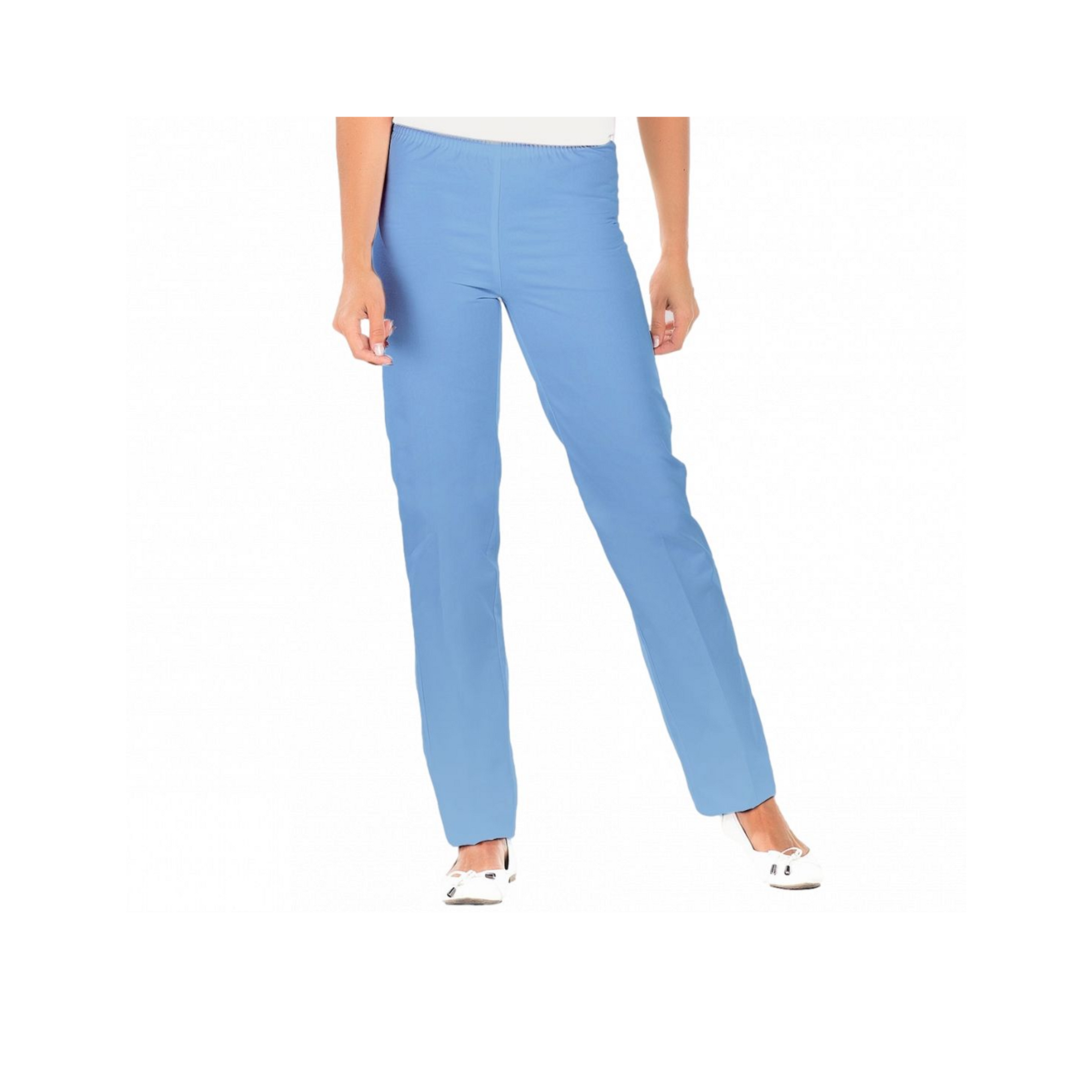 Manu - Pantalon PC Bleu Azur - Mixte - Ceinture élastique - Sans poche