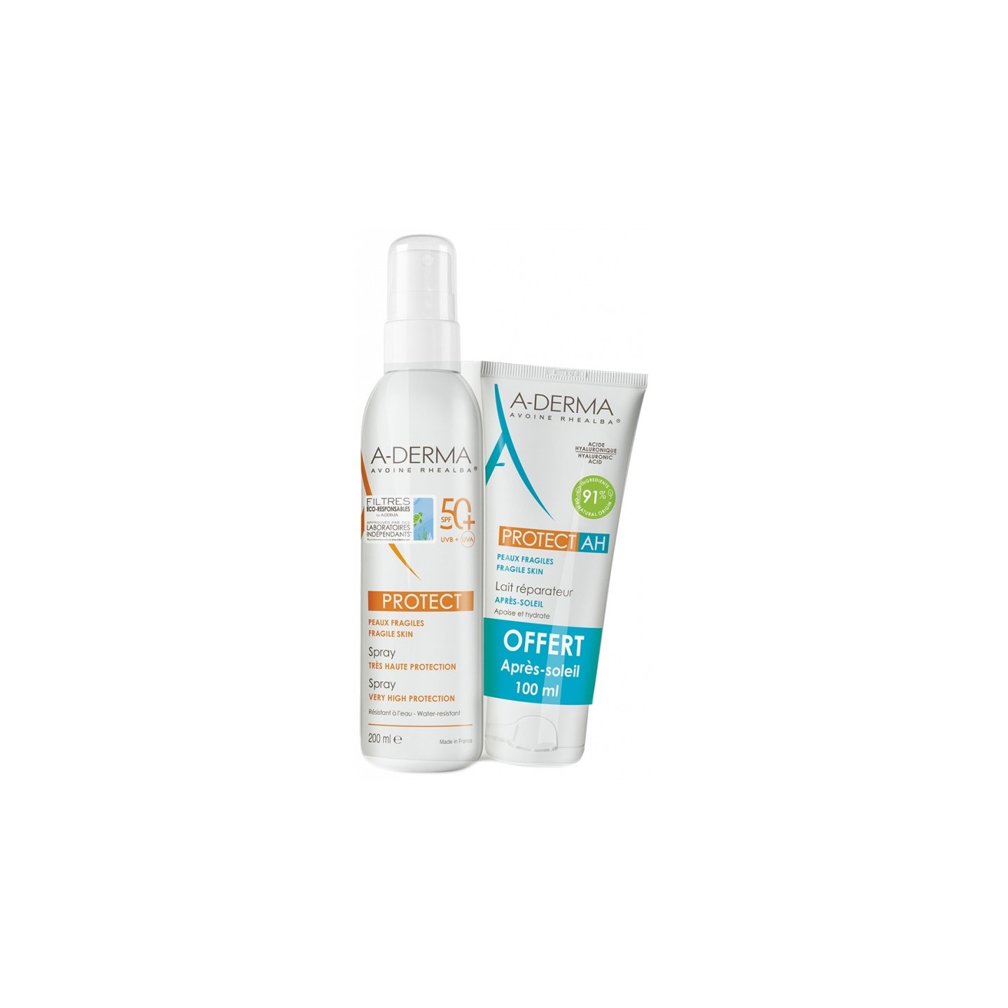 A-Derma Protect Spray très haute protection SPF 50+ - 200ml + AH Lait réparateur après-soleil 100ml Offert