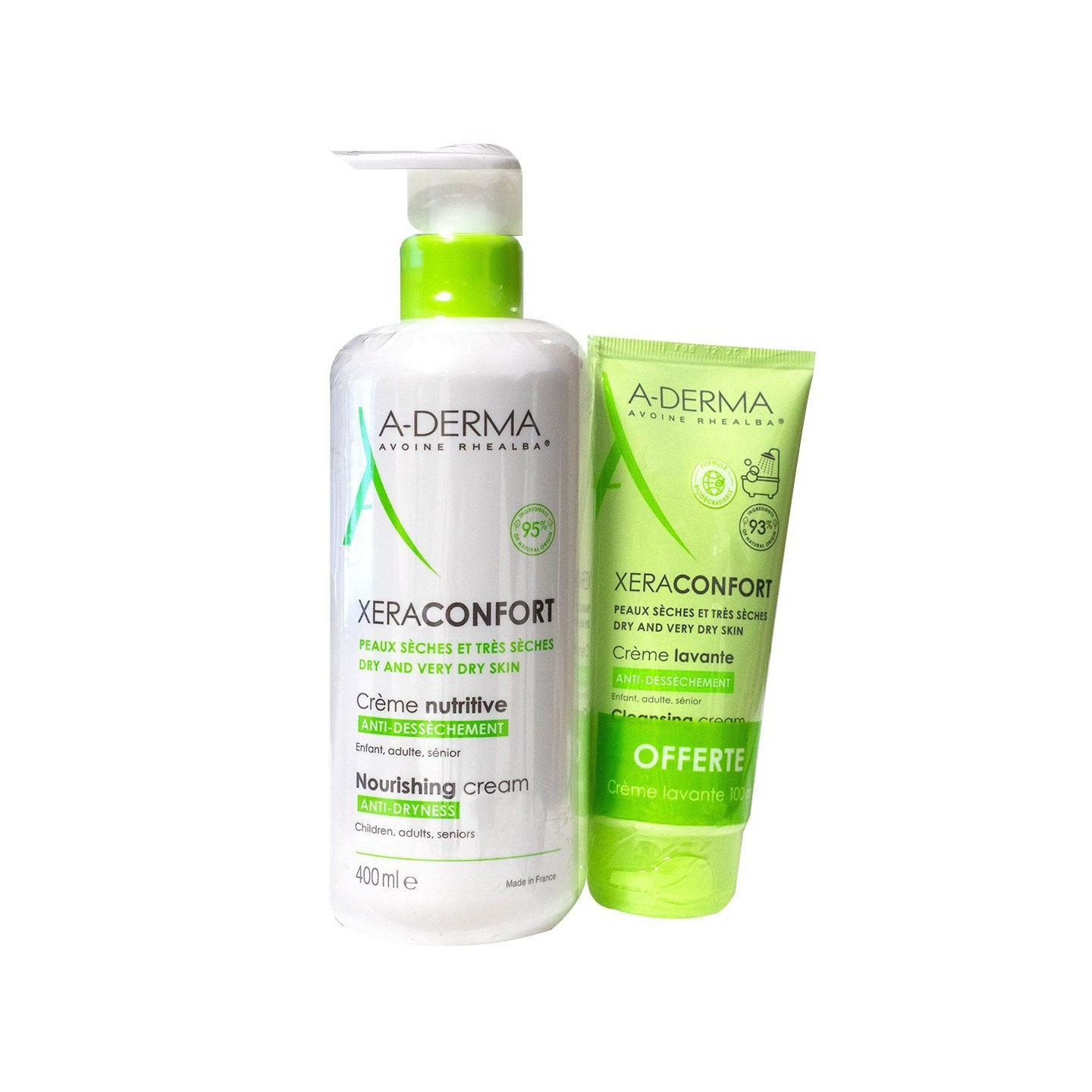 A-Derma Xeraconfort Crème nutritive anti-dessèchement 400ml + Crème lavante 100ml Offerte