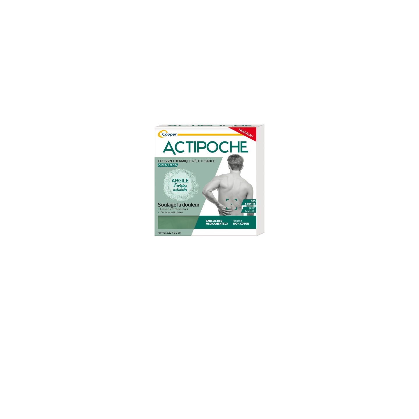 Actipoche Coussin Thermique Dos et Ventre Argile