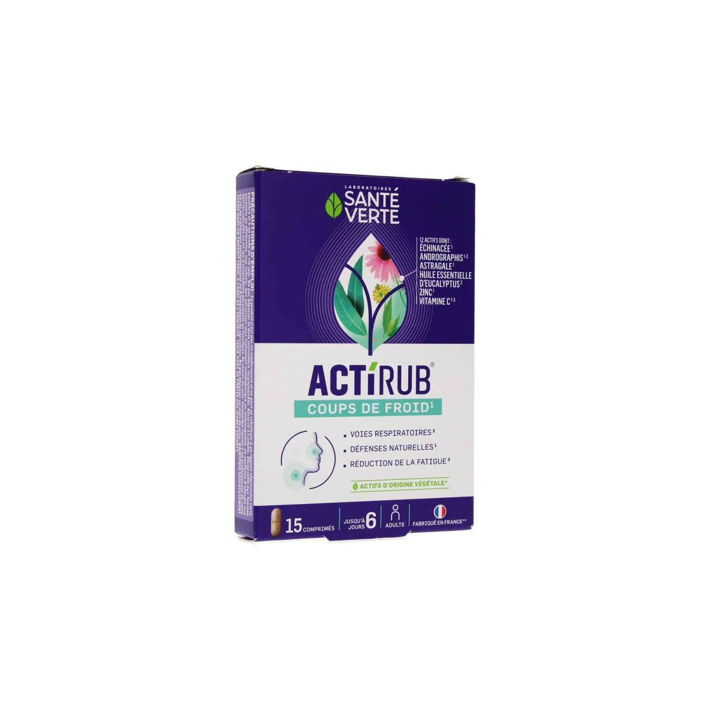 ActiRub 15 Comprimés Rhume et infections Santé verte