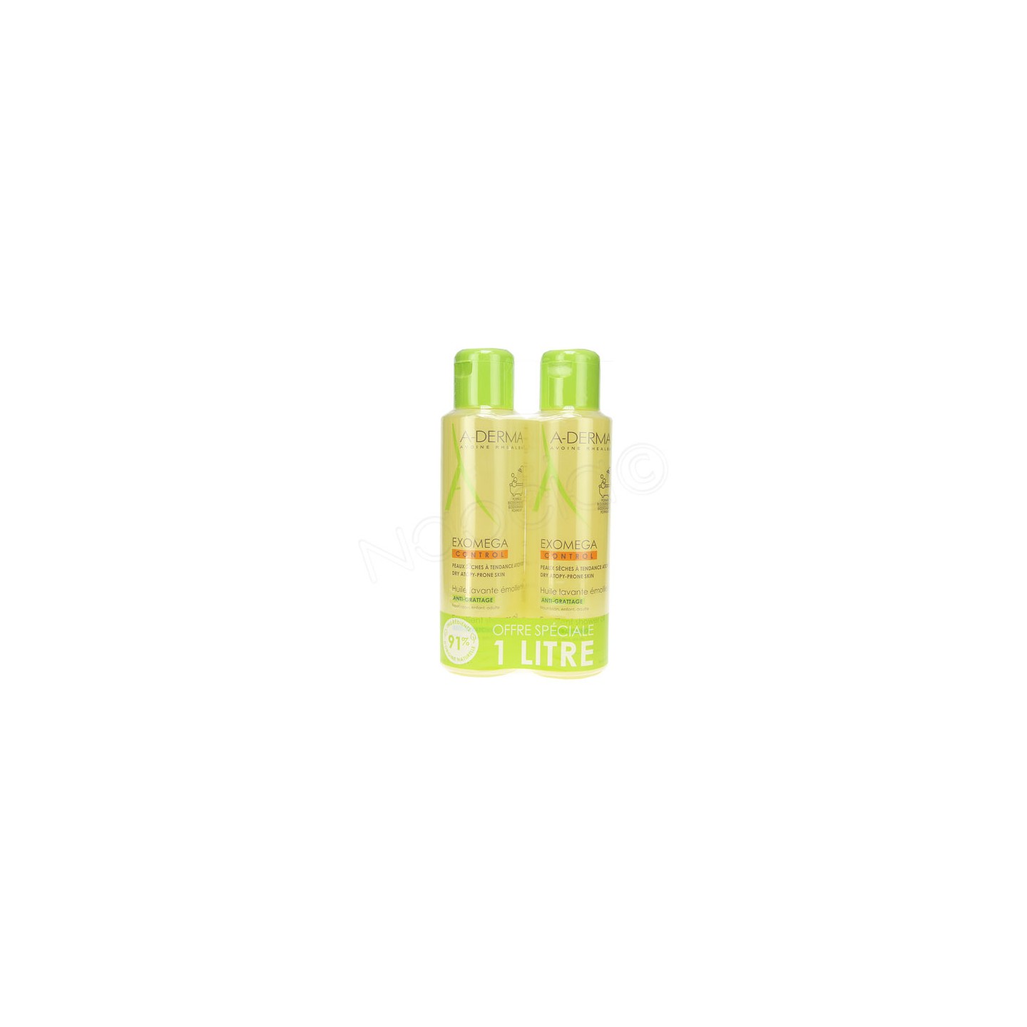 Aderma Exomega Control huile lavante emolliente - 2x500ml