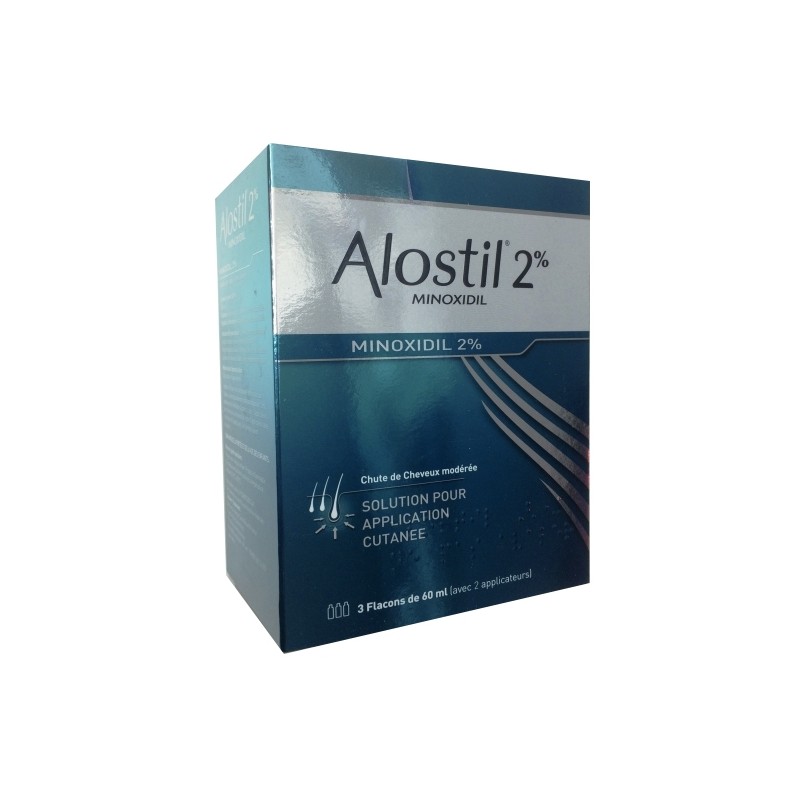 Pharmacie Bastille - Alostil 2% solution pour application cutanée Minoxidil 60ml x3
