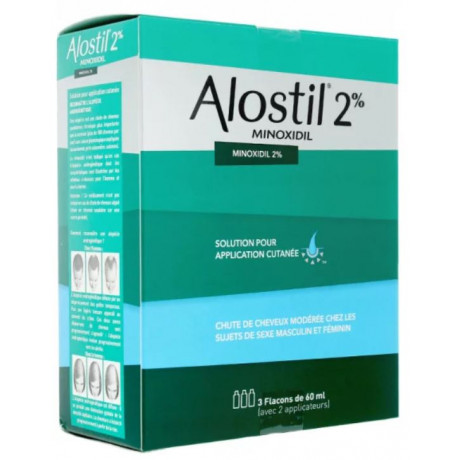 Alostil 2% solution pour application cutanée Minoxidil 60ml x3