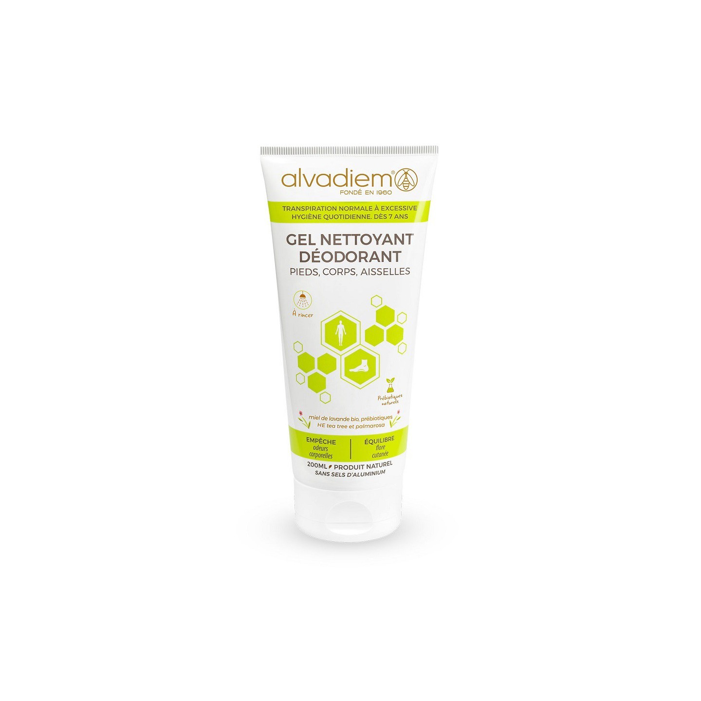 Alvadiem Gel nettoyant déodorant pieds mains aisselles - 200ml