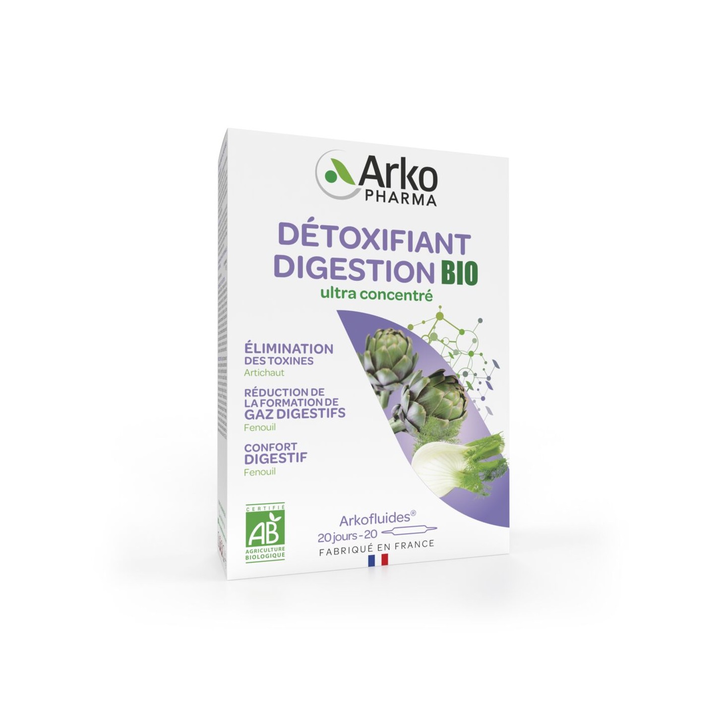 Arkofluides Artichaut Fenouil Bio - 20 ampoules