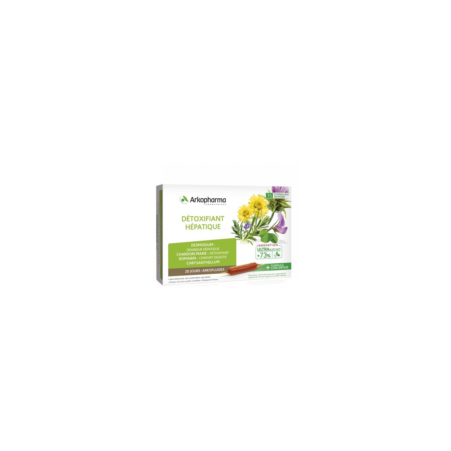 Arkofluides Détoxifiant hépatique Bio - 20 ampoules