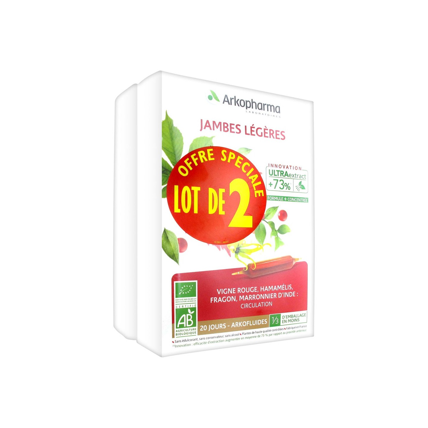 Arkofluides Jambes légères Bio - 2 x 20 ampoules