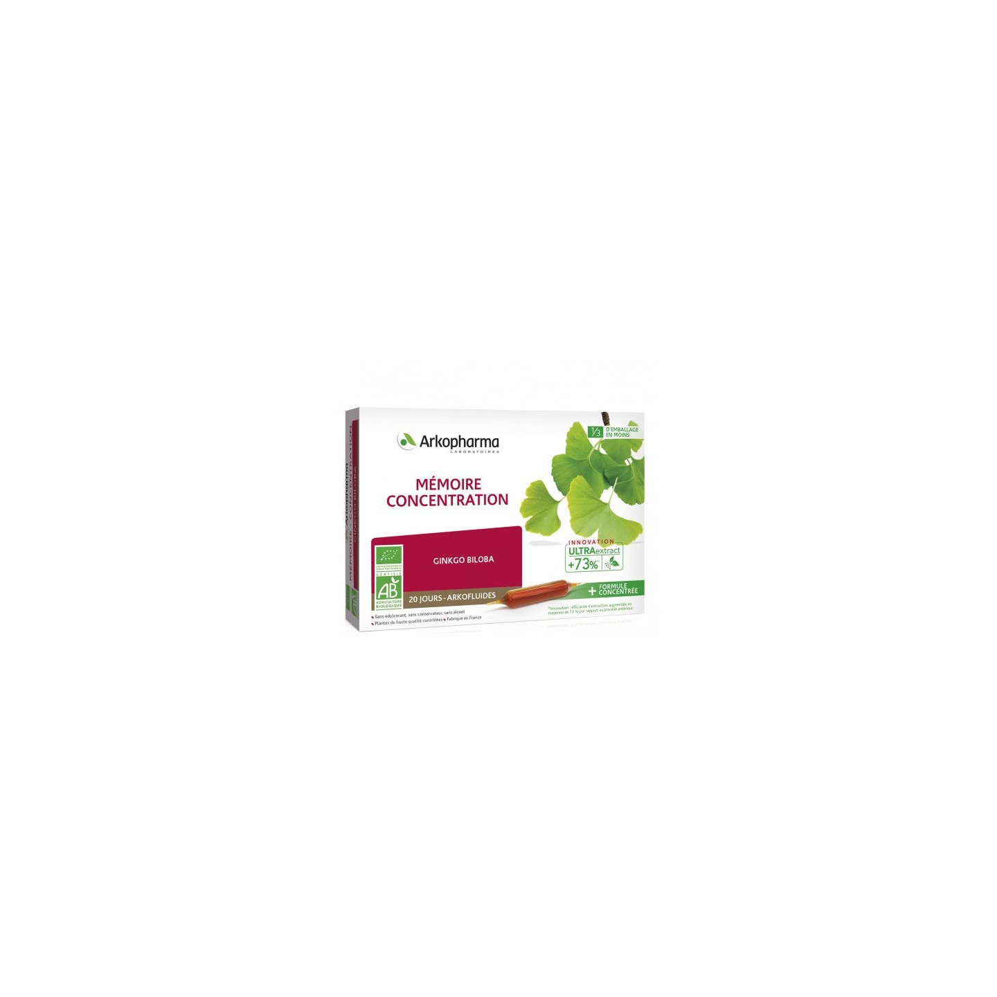 Arkofluides Mémoire & concentration Bio - 20 ampoules
