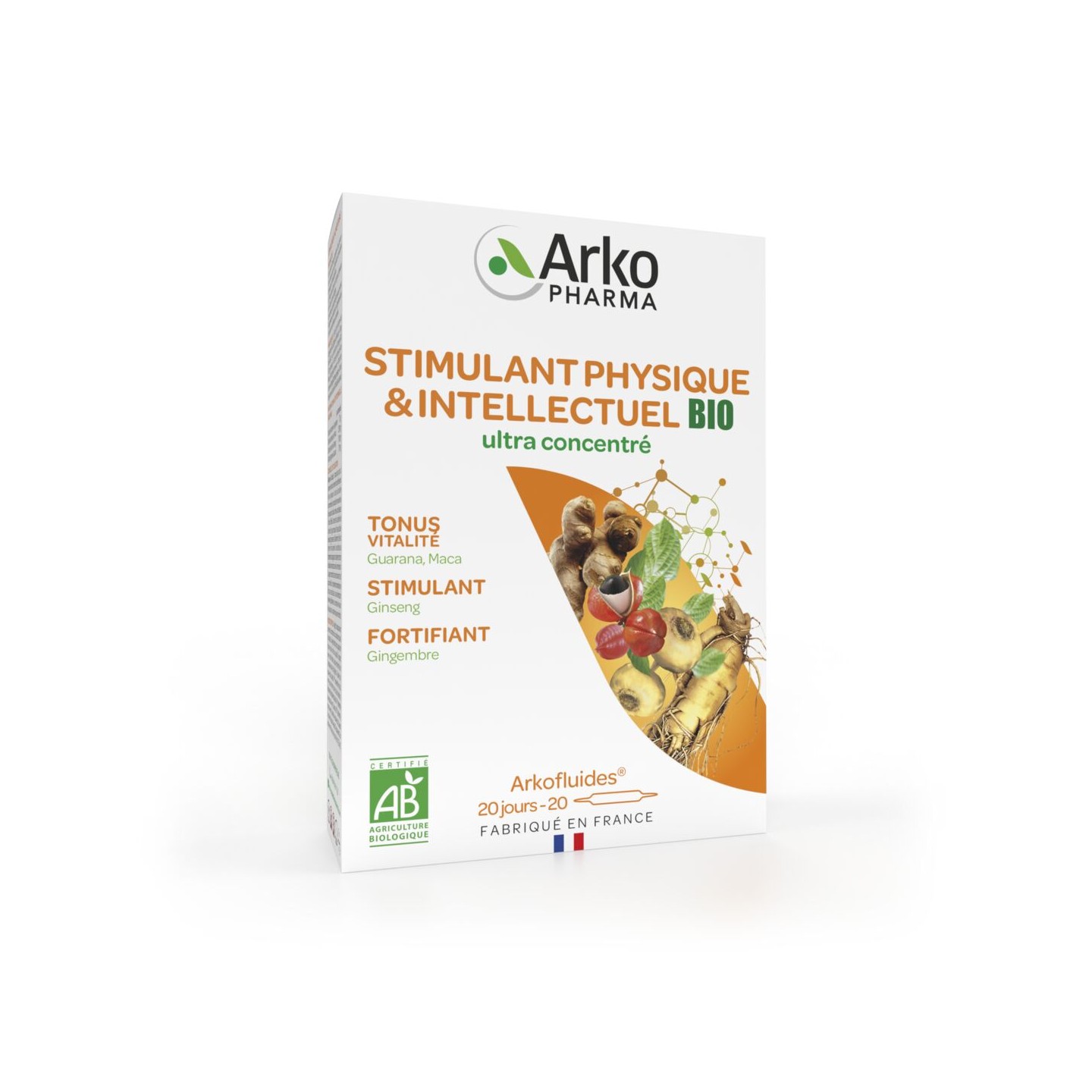Arkofluides Stimulant physique Bio - 20 ampoules