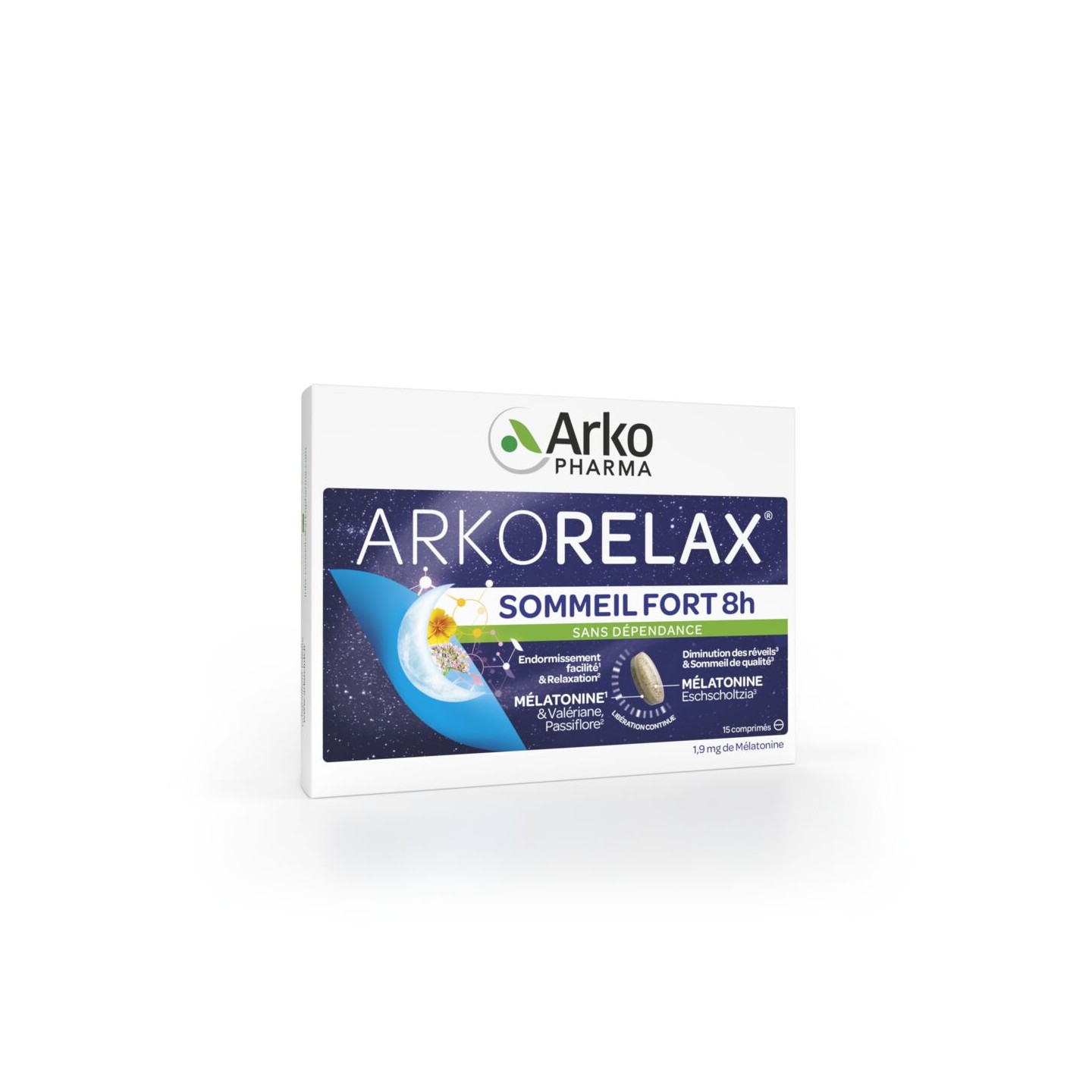 Arkopharma Arkorelax sommeil fort 8 heures - 15 comprimés
