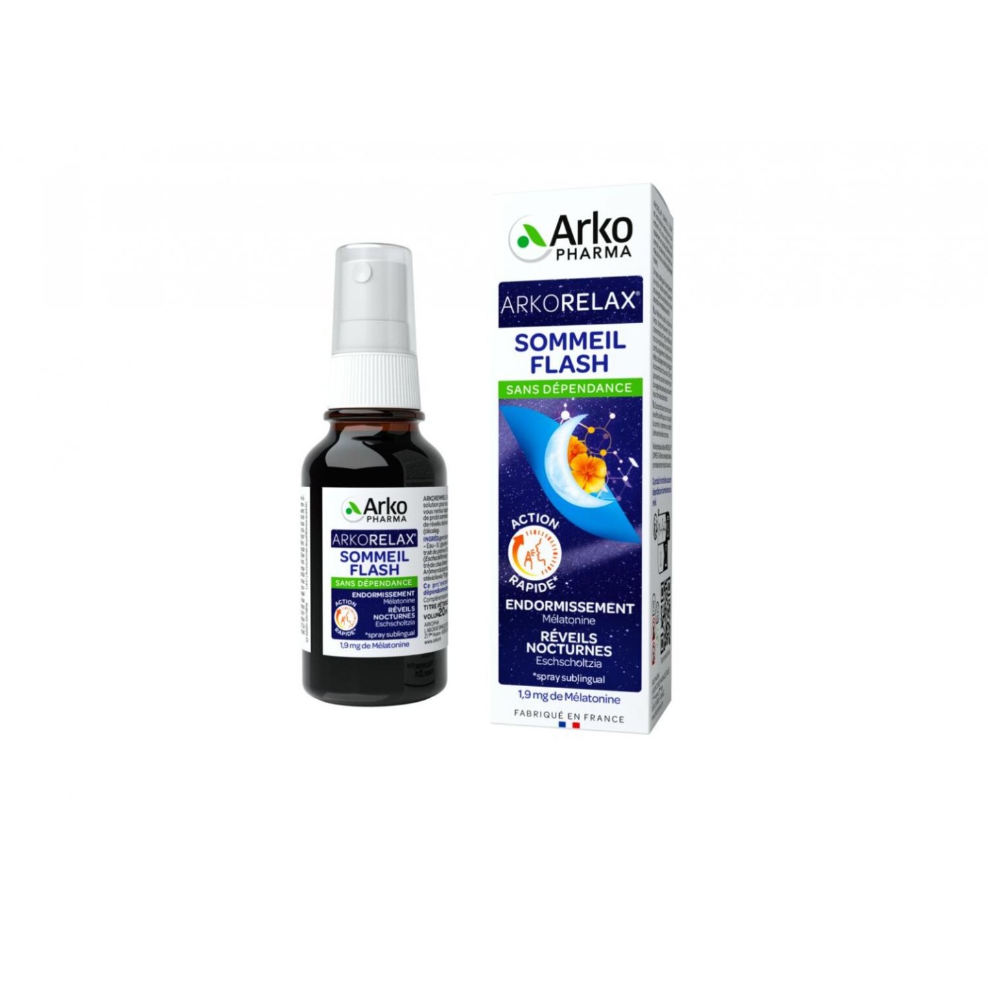Arkorelax sommeil flash 1.9 mg mélatonine spray 20 ml