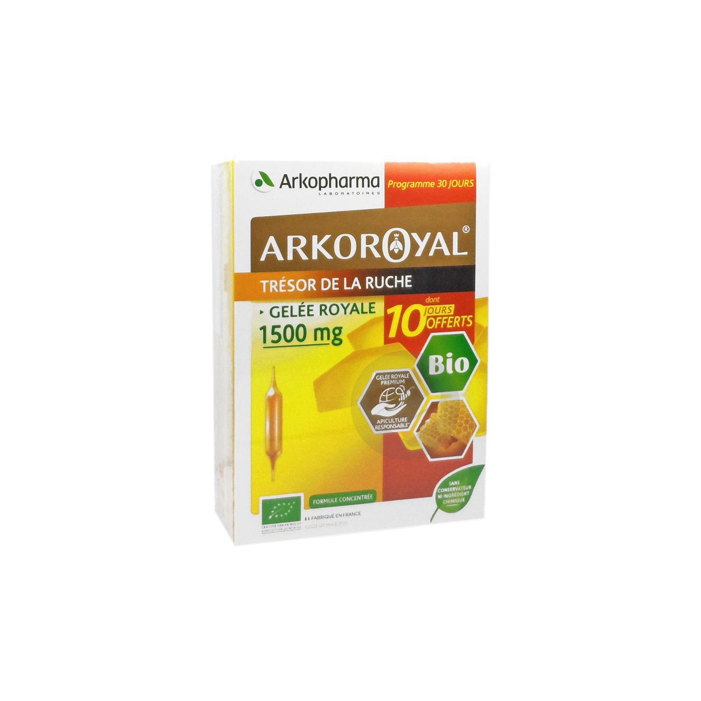 Arkoroyal gelée royale 1500 mg 20 ampoules + 10 offertes