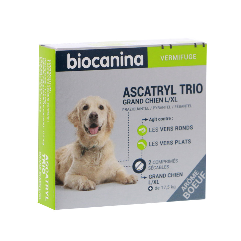BIOCANINA Vermifuge Grand Chien Ascatryl Trio 2 comprimés