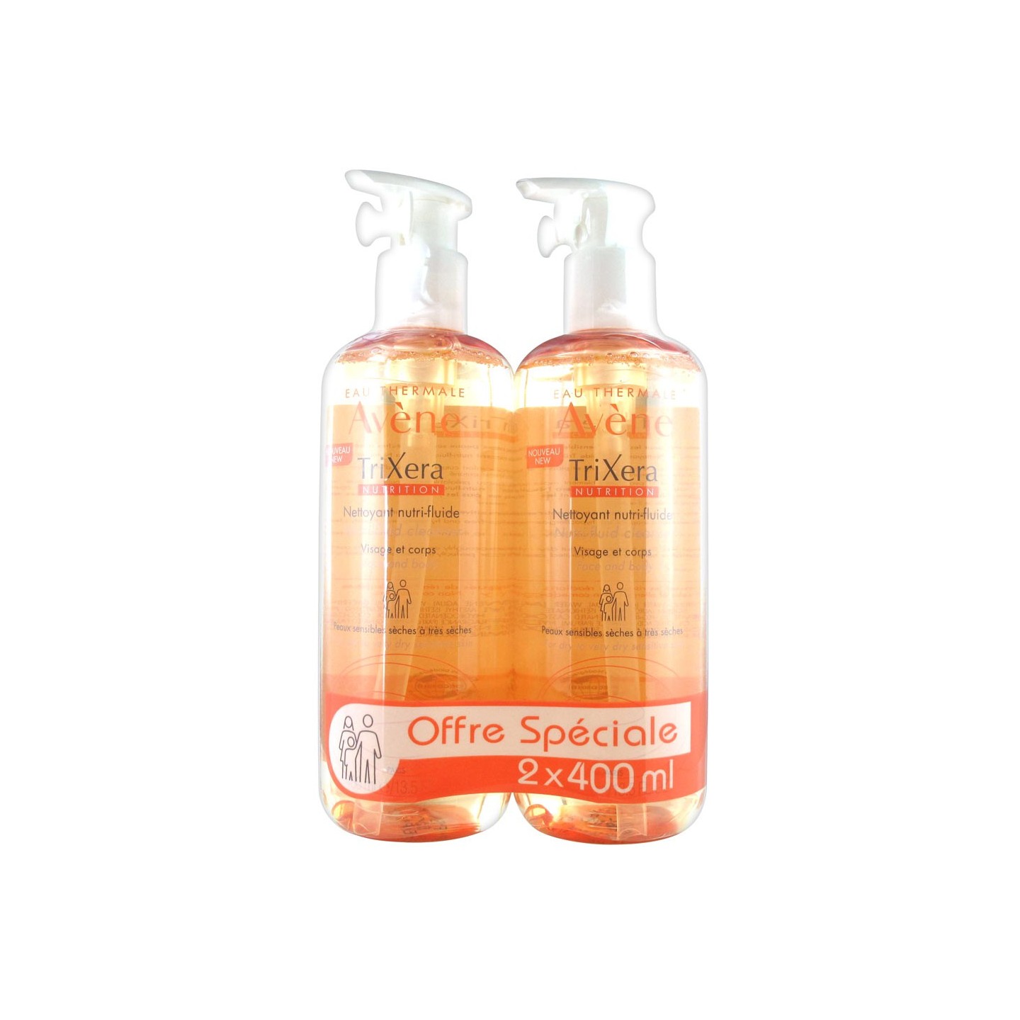 Avène Trixera Nutrition nettoyant nutri-fluide - Lot de 2 x 400ml