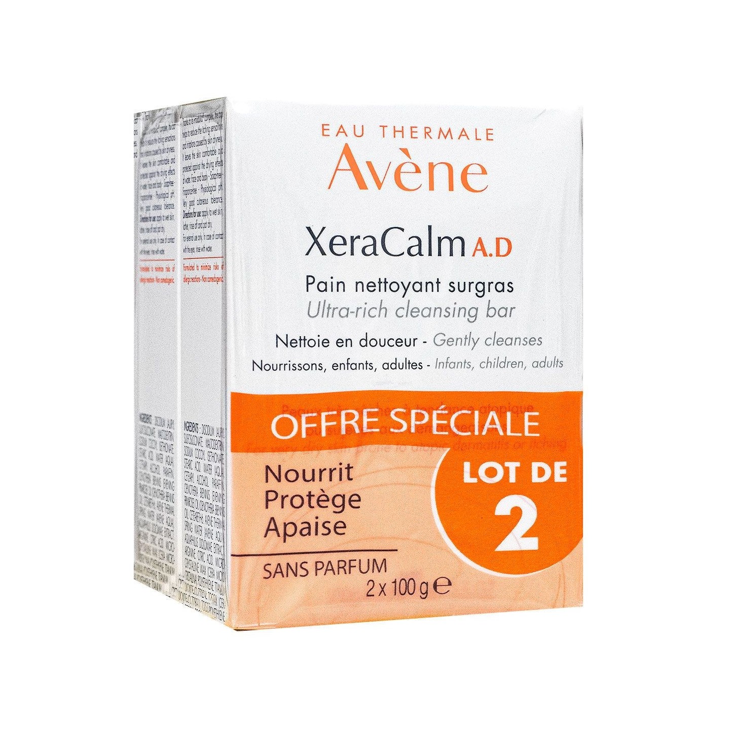 Avène Xeracalm A.D Pain nettoyant surgras - 2x100g