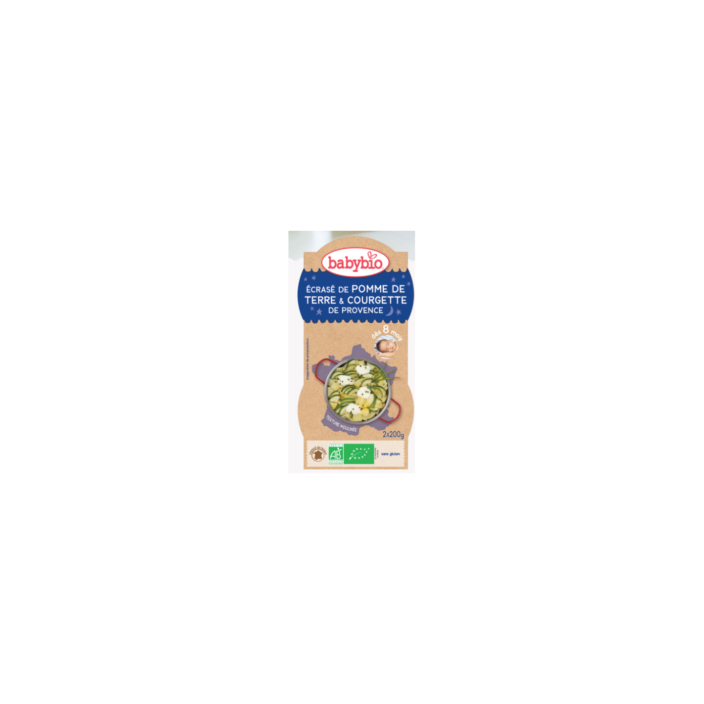 Babybio Ecrasé de pomme de terre, courgette de provence, parmesan dès 8 mois 2*200g