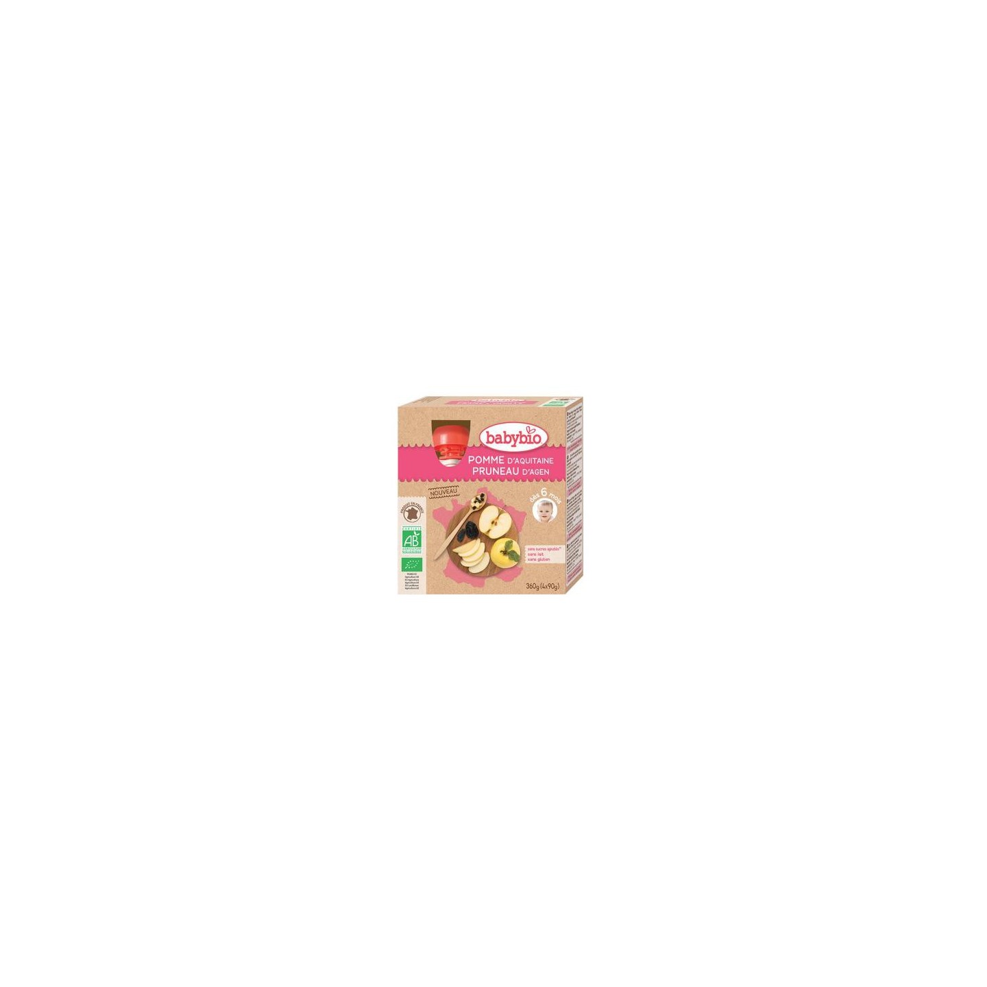 Babybio gourdes Pomme Pruneau 4x90g