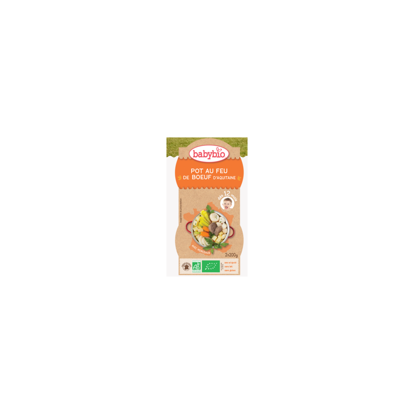 Babybio Pot au feu de boeuf fermier d'aquitaine dès 12 mois 2*200g