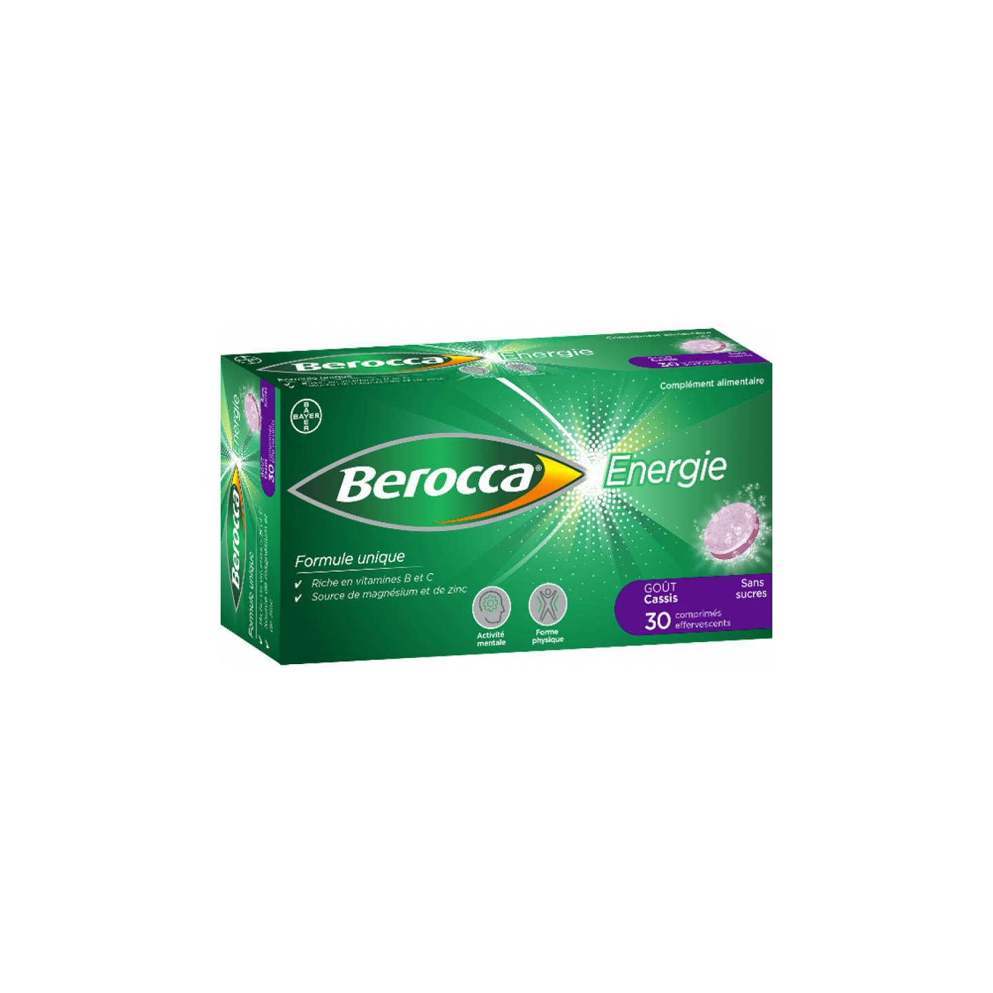 Bayer Berocca Énergie goût cassis - 30 comprimés effervescents