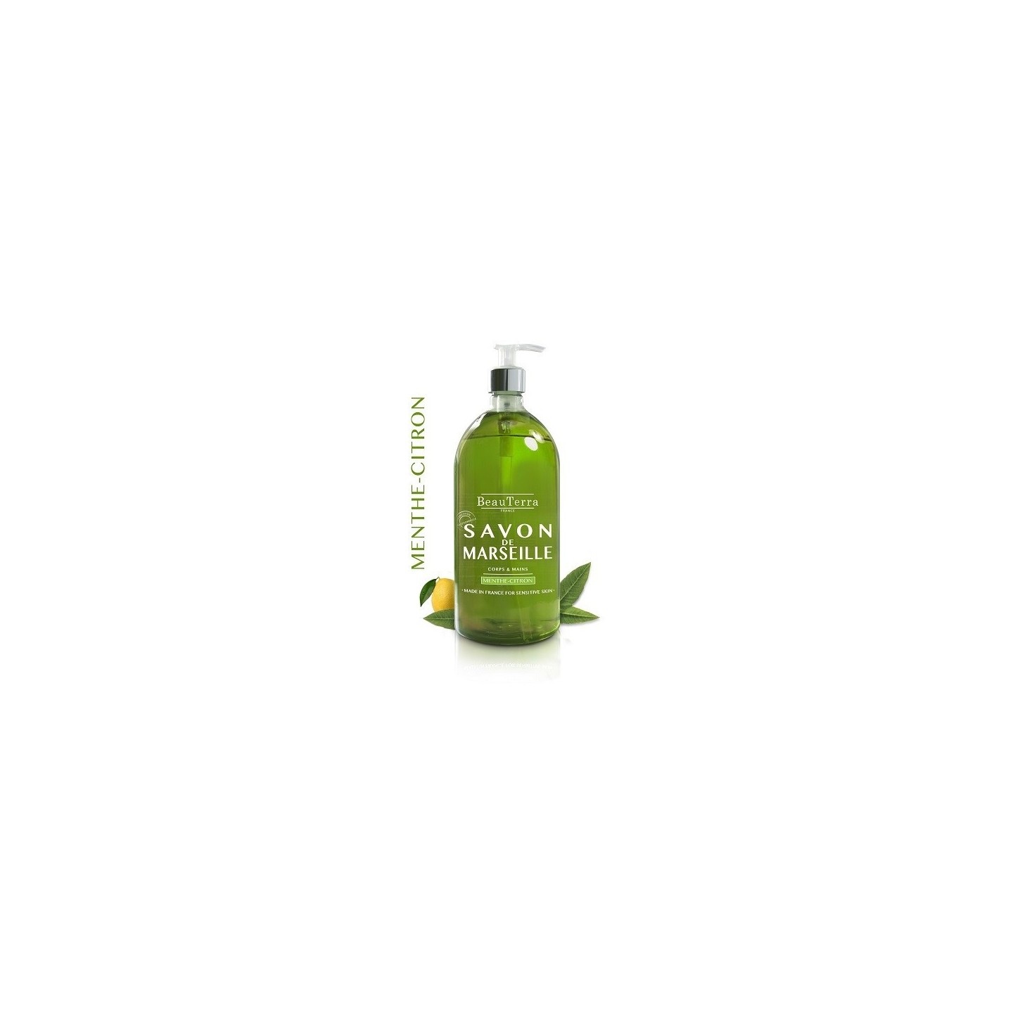 Beauterra savon de Marseille menthe citron corps et mains 1L